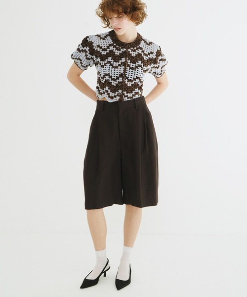 CLANE（クラネ）の「TENCEL HALF PANTS（その他パンツ・レディース・ブラウン/アイボリー・1）」の6枚目の写真