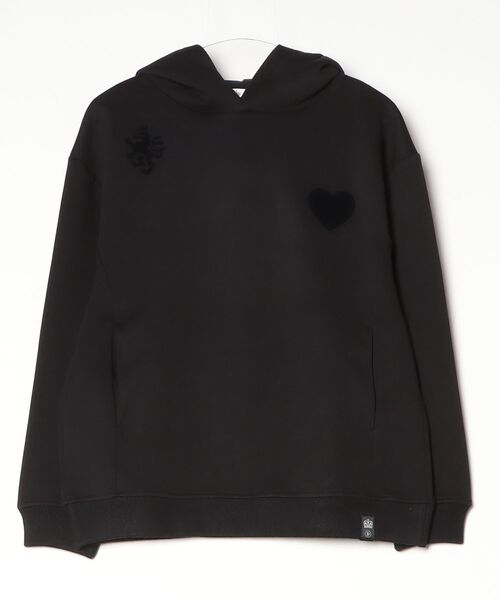 DOUBLE STANDARD CLOTHING(ダブルスタンダードクロージング)の「ハート刺繍ダンボールニットフーディ(Tシャツ/カットソー・レディース・バーガンディー/ブラック・FREE)」の2枚目の写真