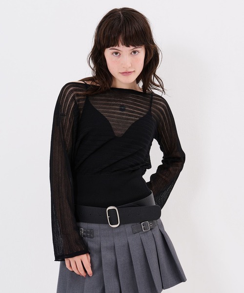 TINA:JOJUN(ティーナジョジュン)の「ドルマン シアーニット プルオーバー TINA:JOJUN(ニット/セーター・レディース・ブラック/ベビーピンク/ブルーグレー・M)」の2枚目の写真