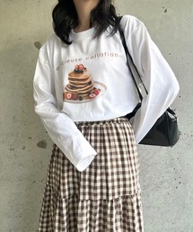 フルーツパンケーキプリントデザインロンT/長袖Tシャツ(hsyd)
