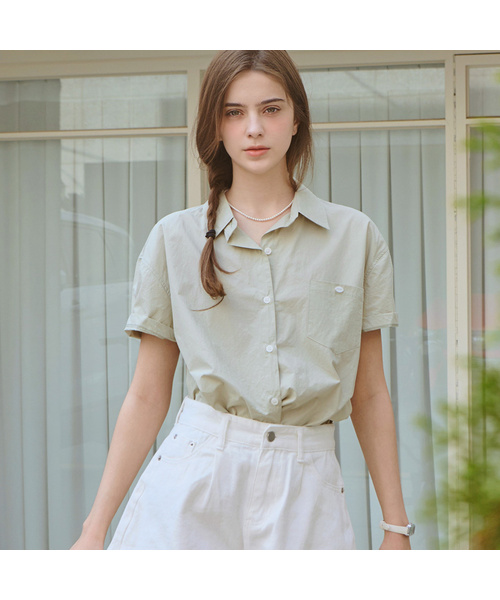 SLOWLOLLI（スローローリ）の「Dying washing shirt_4 Colors（シャツ/ブラウス・レディース・ネイビー/クリーム/カーキ/アイボリー・FREE）」の4枚目の写真