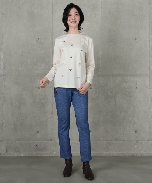 STUDIO PICONE（スタジオピッコーネ）の「コットン100％カラフル刺繍プルオーバー（Tシャツ/カットソー・レディース・ホワイト/ブラック・M/L/LL）」の11枚目の写真