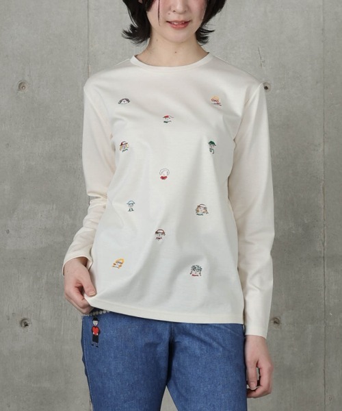 STUDIO PICONE（スタジオピッコーネ）の「コットン100％カラフル刺繍プルオーバー（Tシャツ/カットソー・レディース・ホワイト/ブラック・M/L/LL）」の3枚目の写真
