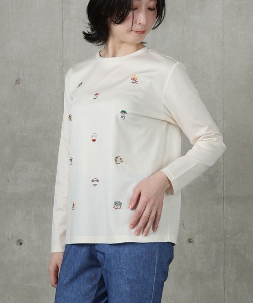 STUDIO PICONE（スタジオピッコーネ）の「コットン100％カラフル刺繍プルオーバー（Tシャツ/カットソー・レディース・ホワイト/ブラック・M/L/LL）」の4枚目の写真