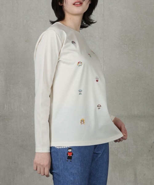 STUDIO PICONE（スタジオピッコーネ）の「コットン100％カラフル刺繍プルオーバー（Tシャツ/カットソー・レディース・ホワイト/ブラック・M/L/LL）」の7枚目の写真