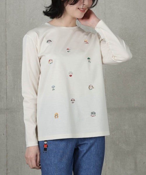 STUDIO PICONE（スタジオピッコーネ）の「コットン100％カラフル刺繍プルオーバー（Tシャツ/カットソー・レディース・ホワイト/ブラック・M/L/LL）」の8枚目の写真