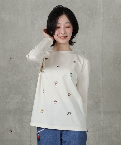 STUDIO PICONE（スタジオピッコーネ）の「コットン100％カラフル刺繍プルオーバー（Tシャツ/カットソー・レディース・ホワイト/ブラック・M/L/LL）」の10枚目の写真