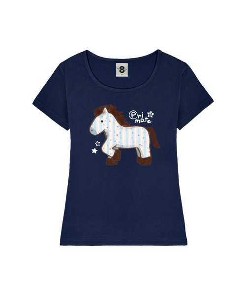 PRIMATE（プライメイト）の「BLUE PONY レディース Uネックスリムフィット半袖Tシャツ 6 COLORS（Tシャツ/カットソー・レディース・ネイビー/ホワイト/ミント/ブラック/ピンク/ミックスグレー・MEDIUM/SMALL）」の5枚目の写真