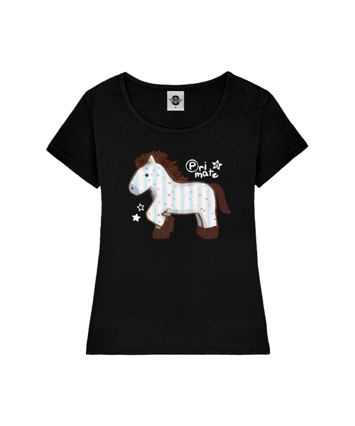 PRIMATE（プライメイト）の「BLUE PONY レディース Uネックスリムフィット半袖Tシャツ 6 COLORS（Tシャツ/カットソー・レディース・ネイビー/ホワイト/ミント/ブラック/ピンク/ミックスグレー・MEDIUM/SMALL）」の2枚目の写真