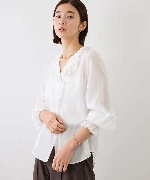 ROPE'(ロペ)の「エンブロイダリーフリルブラウス(シャツ/ブラウス・レディース・ホワイト/ブラック・38)」の12枚目の写真