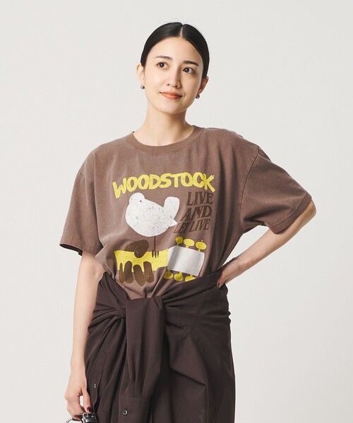 GOOD ROCK SPEED(グッドロックスピード)の「【別注】<GOOD ROCK SPEED>WOOD STOCK プリント Tシャツ(Tシャツ/カットソー・レディース・ベージュ/ブラウン系・FREE)」の1枚目の写真