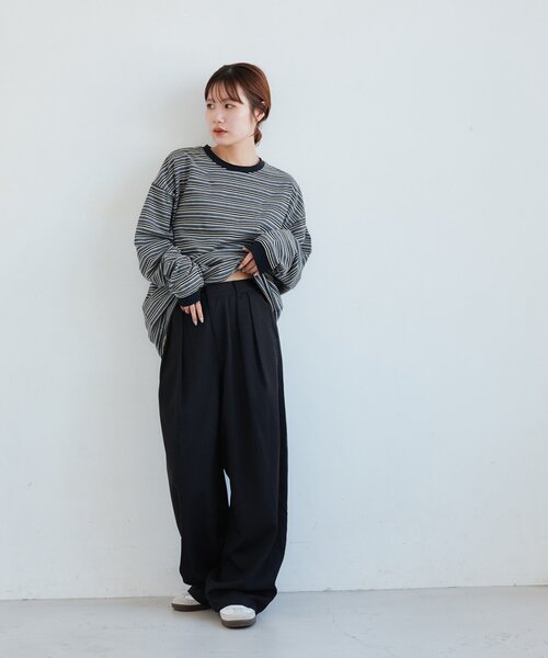 DISCOAT(ディスコート)の「【Enlude】ボーダーロンT《ユニセックス》(Tシャツ/カットソー・レディース・ライトベージュ/チャコールグレー/ブラウン・MEDIUM/LARGE)」の16枚目の写真