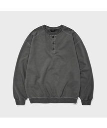 VINTAGE WASHED HENLEY SWEATSHIRT (PIGMENT CHARCOAL)
