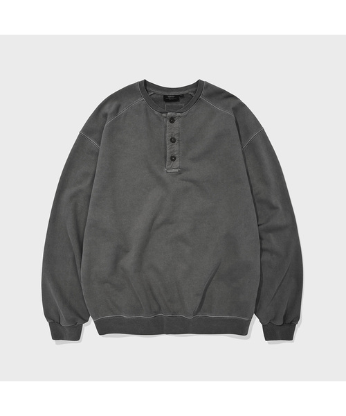 KANEITEI(カネイテイ)の「VINTAGE WASHED HENLEY SWEATSHIRT (PIGMENT CHARCOAL)(スウェット・レディース・ダークグレー・MEDIUM/LARGE/X-LARGE)」の1枚目の写真