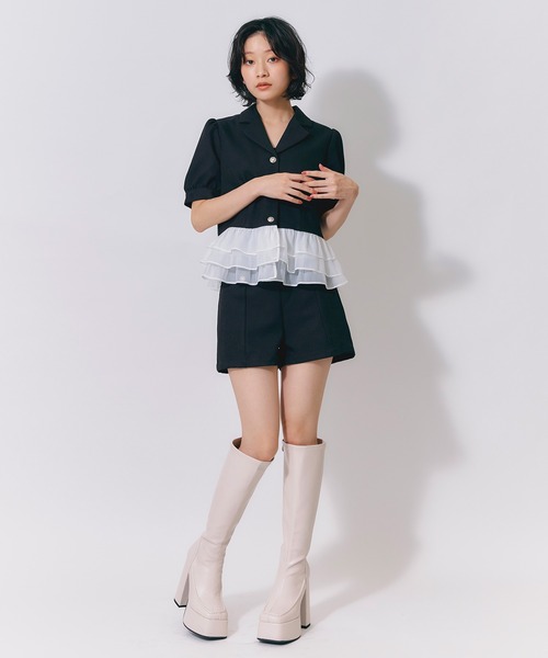 REDYAZEL(レディアゼル)の「スクエアタイツロングブーツ(ブーツ・レディース・ブラック/ダークブラウン/オフホワイト・MEDIUM/LARGE)」の8枚目の写真