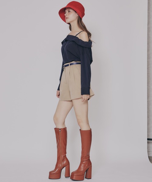 REDYAZEL(レディアゼル)の「【=LOVE 大場花菜さん着用】スクエアタイツロングブーツ(ブーツ・レディース・ブラック/ダークブラウン/オフホワイト・MEDIUM/LARGE)」の10枚目の写真