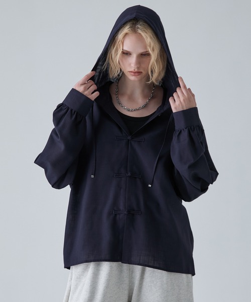 VELNUS(ベルナス)の「【VELNUS】Chinese Button Design Sheer Hooded Shirt Parka/チャイナボタンデザイン シアーフードシャツパーカー(シャツ/ブラウス・メンズ・ネイビー/ブラック・M/S/L)」の21枚目の写真
