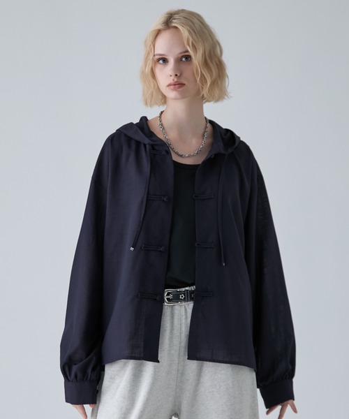 VELNUS(ベルナス)の「【VELNUS】Chinese Button Design Sheer Hooded Shirt Parka/チャイナボタンデザイン シアーフードシャツパーカー(シャツ/ブラウス・メンズ・ネイビー/ブラック・M/S/L)」の22枚目の写真