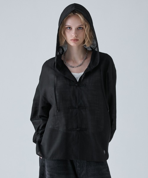 VELNUS(ベルナス)の「【VELNUS】Chinese Button Design Sheer Hooded Shirt Parka/チャイナボタンデザイン シアーフードシャツパーカー(シャツ/ブラウス・メンズ・ネイビー/ブラック・M/S/L)」の17枚目の写真