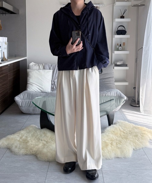 VELNUS(ベルナス)の「【VELNUS】Chinese Button Design Sheer Hooded Shirt Parka/チャイナボタンデザイン シアーフードシャツパーカー(シャツ/ブラウス・メンズ・ネイビー/ブラック・M/S/L)」の3枚目の写真