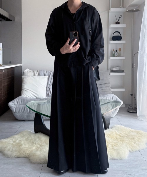 VELNUS(ベルナス)の「【VELNUS】Chinese Button Design Sheer Hooded Shirt Parka/チャイナボタンデザイン シアーフードシャツパーカー(シャツ/ブラウス・メンズ・ネイビー/ブラック・M/S/L)」の5枚目の写真