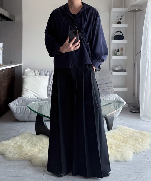 VELNUS(ベルナス)の「【VELNUS】Chinese Button Design Sheer Hooded Shirt Parka/チャイナボタンデザイン シアーフードシャツパーカー(シャツ/ブラウス・メンズ・ネイビー/ブラック・M/S/L)」の6枚目の写真