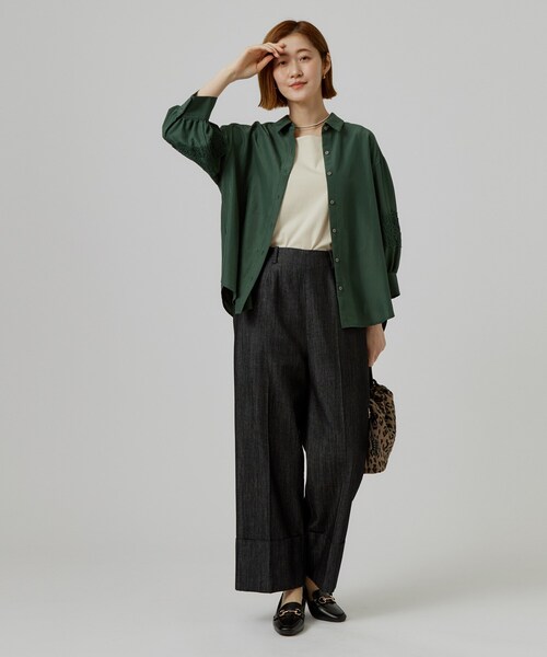 grove(グローブ)の「さりげなく華やぐ レースボリュームスリーブシャツ(シャツ/ブラウス・レディース・オフホワイト/ブラック/ネイビー系2/ダークグリーン/ネイビー・05/04/03/02)」の17枚目の写真
