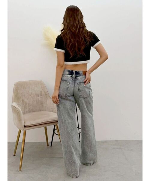 EVRIS（エヴリス）の「ミドルウエストケミカルワイドデニムパンツ（デニムパンツ・レディース・ブラック/ブルー・SMALL/MEDIUM）」の6枚目の写真