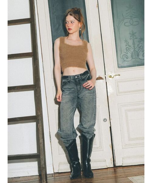 EVRIS（エヴリス）の「ミドルウエストケミカルワイドデニムパンツ（デニムパンツ・レディース・ブラック/ブルー・SMALL/MEDIUM）」の22枚目の写真