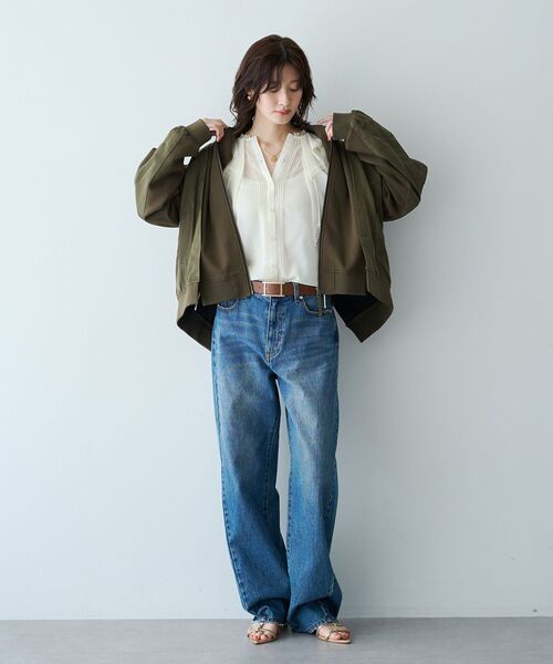 Editt by YECCA VECCA(エディットバイイェッカヴェッカ)の「異素材切替MA-1風ブルゾン(ブルゾン・レディース・カーキ/ブラック・FREE)」の14枚目の写真
