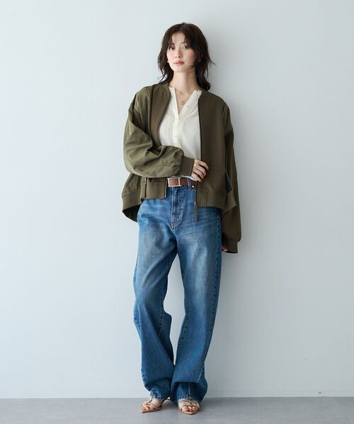 Editt by YECCA VECCA(エディットバイイェッカヴェッカ)の「異素材切替MA-1風ブルゾン(ブルゾン・レディース・カーキ/ブラック・FREE)」の15枚目の写真