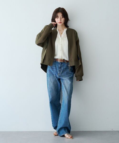 Editt by YECCA VECCA(エディットバイイェッカヴェッカ)の「異素材切替MA-1風ブルゾン(ブルゾン・レディース・カーキ/ブラック・FREE)」の17枚目の写真