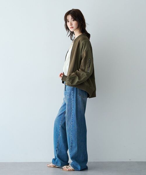 Editt by YECCA VECCA(エディットバイイェッカヴェッカ)の「異素材切替MA-1風ブルゾン(ブルゾン・レディース・カーキ/ブラック・FREE)」の20枚目の写真