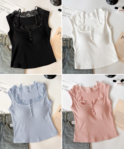 Miniministore(ミニミニストア)の「レースリボンタンクトップカップ付トップス(タンクトップ・レディース・ピンク/ブルー/ブラック/ホワイト・FREE)」の20枚目の写真