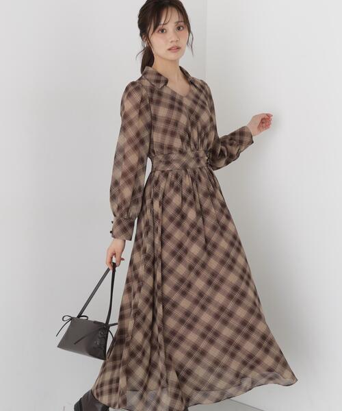 PROPORTION BODY DRESSING(プロポーションボディドレッシング)の「オータムチェックワンピース / 1216240002(ワンピース・レディース・ブラウン/ブラック・MEDIUM/P/S)」の3枚目の写真