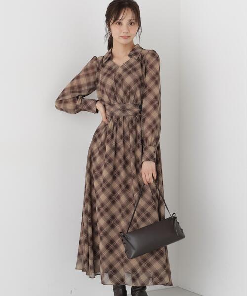 PROPORTION BODY DRESSING(プロポーションボディドレッシング)の「オータムチェックワンピース / 1216240002(ワンピース・レディース・ブラウン/ブラック・MEDIUM/P/S)」の4枚目の写真