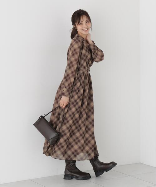 PROPORTION BODY DRESSING(プロポーションボディドレッシング)の「オータムチェックワンピース / 1216240002(ワンピース・レディース・ブラウン/ブラック・MEDIUM/P/S)」の5枚目の写真