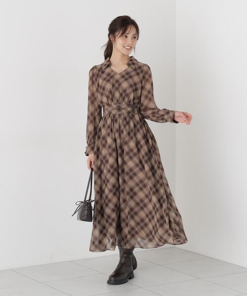 PROPORTION BODY DRESSING(プロポーションボディドレッシング)の「オータムチェックワンピース / 1216240002(ワンピース・レディース・ブラウン/ブラック・MEDIUM/P/S)」の6枚目の写真