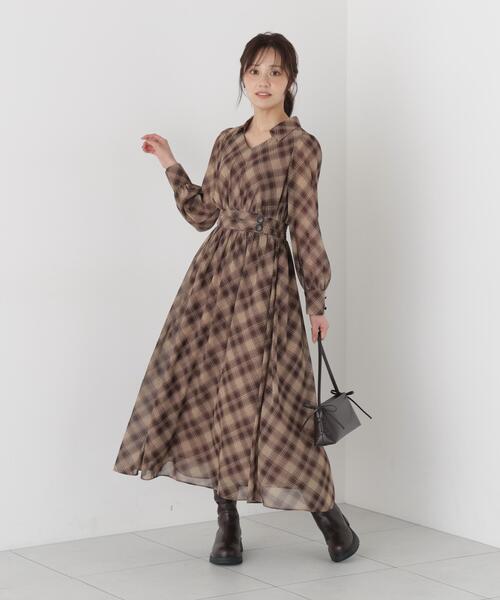 PROPORTION BODY DRESSING(プロポーションボディドレッシング)の「オータムチェックワンピース / 1216240002(ワンピース・レディース・ブラウン/ブラック・MEDIUM/P/S)」の7枚目の写真