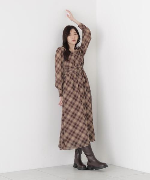 PROPORTION BODY DRESSING(プロポーションボディドレッシング)の「オータムチェックワンピース / 1216240002(ワンピース・レディース・ブラウン/ブラック・MEDIUM/P/S)」の8枚目の写真