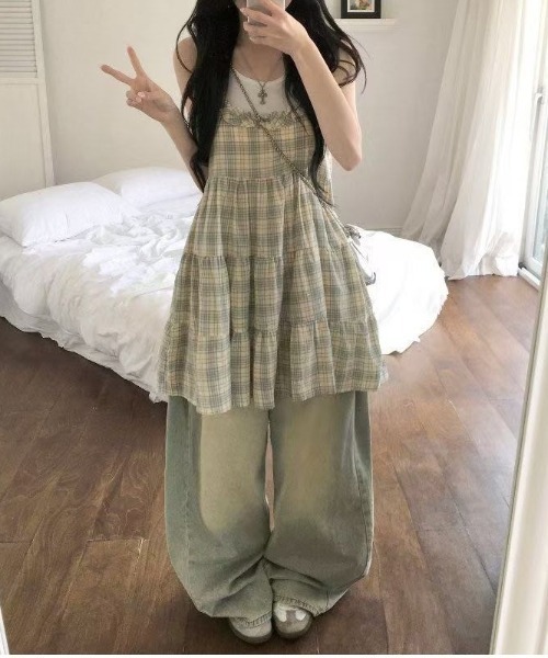 TUNE（チューン）の「【TUNE】チェックフリルワンピース（ワンピース・レディース・イエロー/ピンク・FREE）」の6枚目の写真