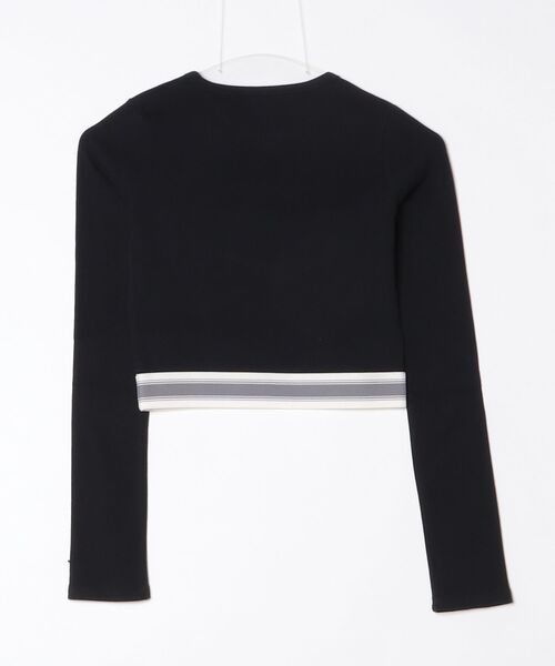 NEW ERA（ニューエラ）の「ニューエラ NEW ERA WS LS CROPPED RIB TEE JAQ TAPE BLK（Tシャツ/カットソー・レディース・ブラック・S/M）」の2枚目の写真