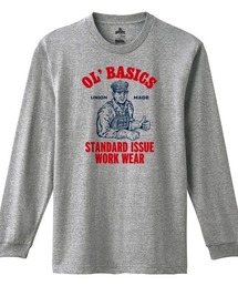 Ol' Basics(オール・ベーシックス) 長袖Tシャツ ロゴ イラスト ワーク プリント 袖リブ ロンT ロングTシャツ トップス カットソー メンズ ユニセックス