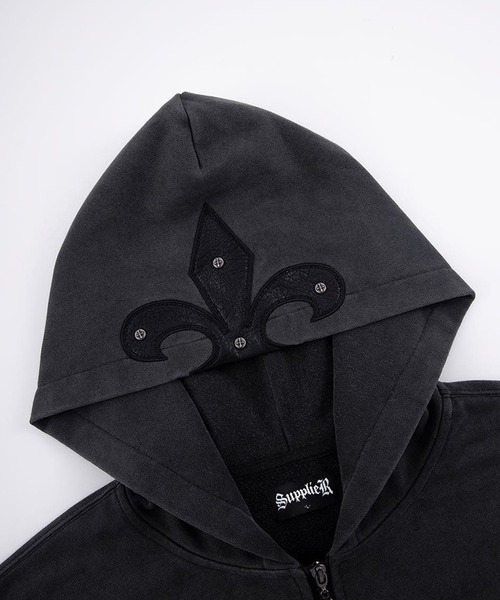 SUPPLIER(サプライヤー)の「SUPPLIER/サプライヤー Fleur Leather Patch Zip Hoodie フーディー パーカー(パーカー・メンズ・ブラック・XL)」の3枚目の写真
