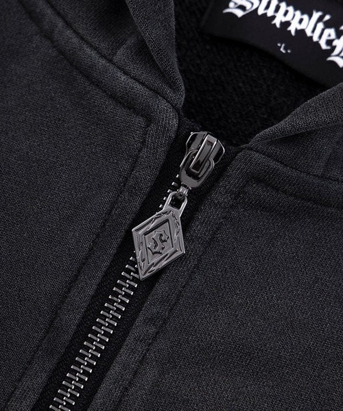 SUPPLIER(サプライヤー)の「SUPPLIER/サプライヤー Fleur Leather Patch Zip Hoodie フーディー パーカー(パーカー・メンズ・ブラック・XL)」の4枚目の写真