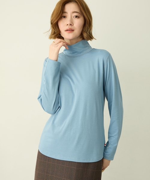 Petit Honfleur(プチオンフルール)の「アクセントステッチハイネックプルオーバー【無地・ボーダー】(Tシャツ/カットソー・レディース・レッド/ネイビー/サックスブルー/グレー・M/L)」の16枚目の写真