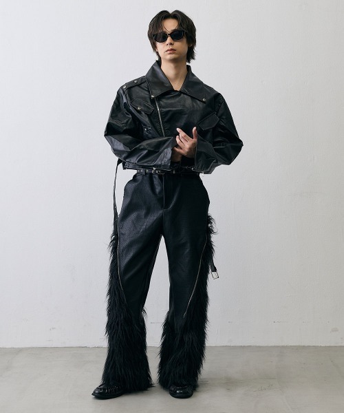 Shoowtime(ショウタイム)の「Grunge Flare Sleeve Cropped Leather Jacket / グランジ フレアスリーブ クロップド レザージャケット(ライダースジャケット・メンズ・ブラック・MEDIUM/X-LARGE/LARGE)」の9枚目の写真
