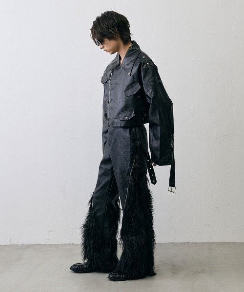 Shoowtime(ショウタイム)の「Grunge Flare Sleeve Cropped Leather Jacket / グランジ フレアスリーブ クロップド レザージャケット(ライダースジャケット・メンズ・ブラック・MEDIUM/X-LARGE/LARGE)」の12枚目の写真