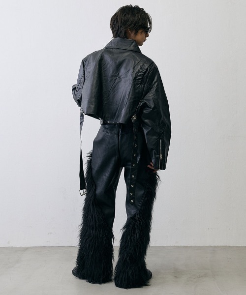 Shoowtime(ショウタイム)の「Grunge Flare Sleeve Cropped Leather Jacket / グランジ フレアスリーブ クロップド レザージャケット(ライダースジャケット・メンズ・ブラック・MEDIUM/X-LARGE/LARGE)」の14枚目の写真