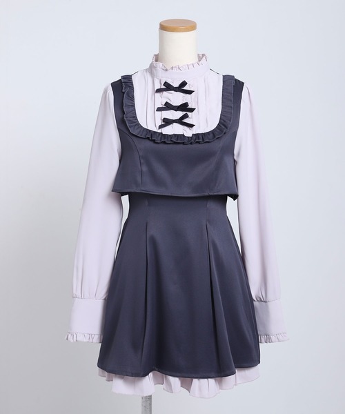 夢展望(ユメテンボウ)の「【ZOZO限定】セットアップ風プチハイドッキングワンピース【大きいサイズ有り】(ワンピース・レディース・グレー/ネイビー/ブラック/チェック・M-L/LL~3L/L~LL)」の17枚目の写真